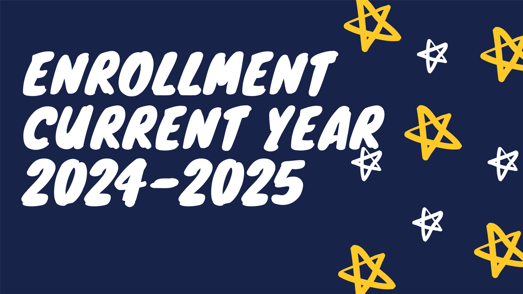  Enrollment Banner navy white and yellow with hand drawn stars